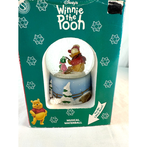 Disney Winnie the Pooh Piglet Fishing Wish You A Merry Christmas Snow Globe - Picture 3 of 3